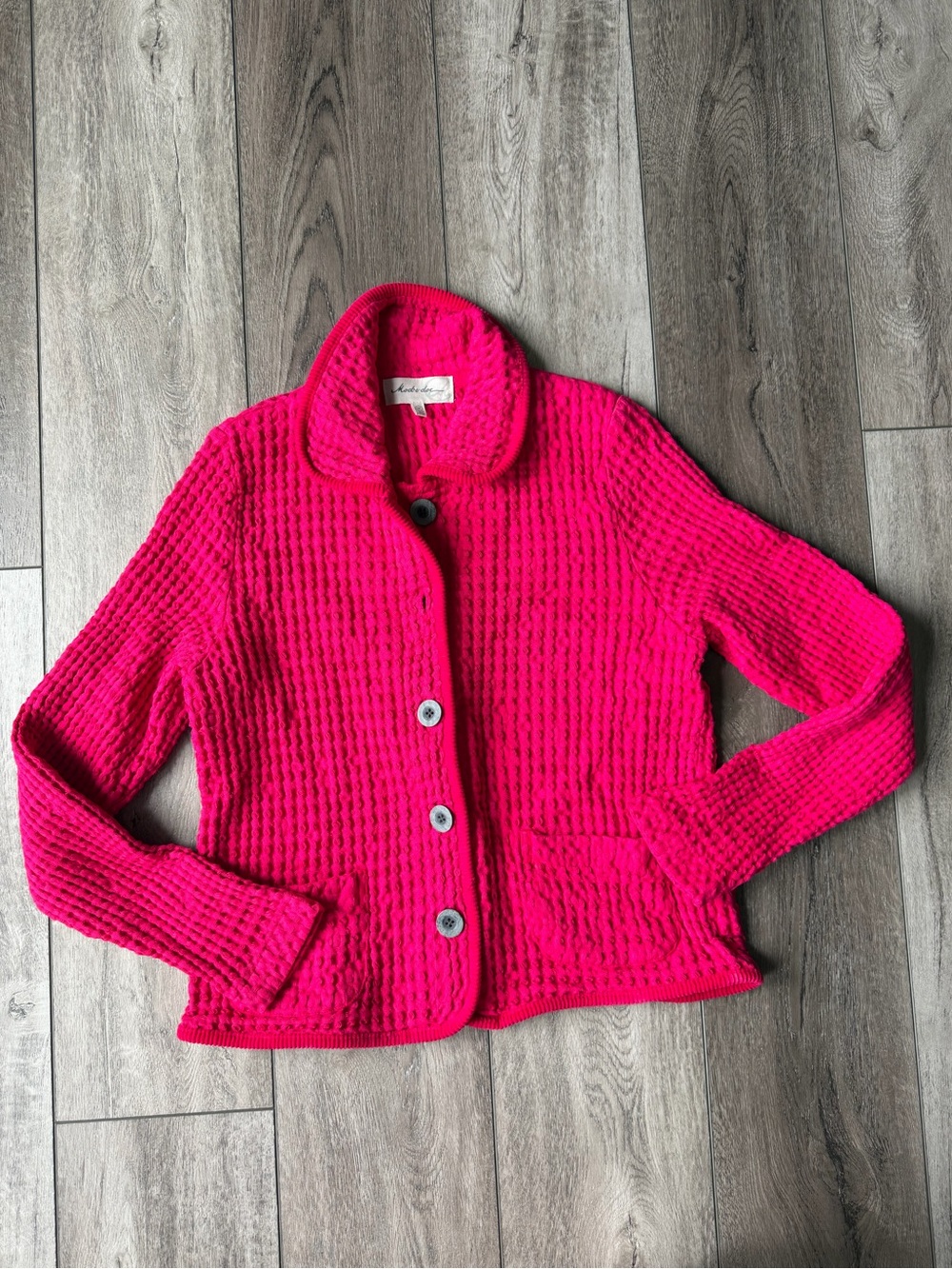 Mododoc Hot Pink Waffles Textured 100% Cotton Boho Modest Jacket Blazer